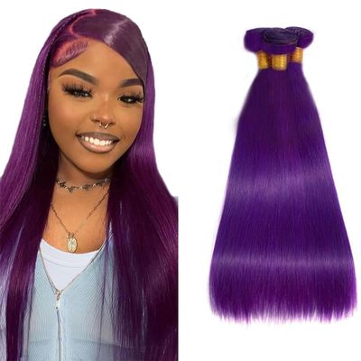 Purple Bundles Straight Bundles Human Hair 26 28 30 Inch Unprocessed Brazilian Virgin Hair Weave 3 Bundle Purple Straight Human Hair Extensions 50 Grams Per Bundle For Woman