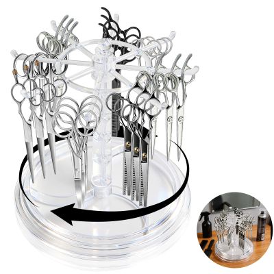 360 Rotating Scissor Holder,Acrylic Clear Shear Holder for Stylists,Hairdressers,Groomers|Smoothly Hanging Organizer fits Different Shapes and Sizes of Shears,Keeps Your Shears Neatly Organized