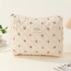 3Pcs Coquette Makeup Bag, Quilted Cosmetic Bag for Women, Floral Cotton Aesthetic Toiletry Travel Bags for Phone Power Bank view 2