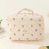 3Pcs Coquette Makeup Bag, Quilted Cosmetic Bag for Women, Floral Cotton Aesthetic Toiletry Travel Bags for Phone Power Bank view 3