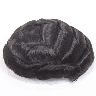 Voloria Durable Hair System for Men French Lace Front Fine Mono and Skin PU Around Mens Toupee Human Hair Pieces Natural Hairline Hair Replacement for Men 8x10INCH Natural Black Color