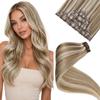 LaaVoo Clip In Hair Extensions Real Human Hair, 22 Inch 5Pcs 80g view 1