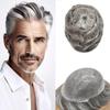 Healthlif 0.06mm Ultra Thin Skin Toupee Remy Human Hair Pieces For Men V-Looped Hair System Mens Toupee Hair Toupee For Men Protesis Capilar 7X9#1B80#1B Off Black+80% Grey 80% Density view 1
