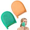 2 Pcs Exfoliating Facial Scrubber Mitt, Face Deep Exfoliating Cleaning Polishing Gloves Facial Cleansing Mitts Dead or Dry Skin Remover Face Cleaning Gloves for Men & Women (Green, Orange) view 1