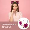 TINEASUR 4pcs Glitter Tinsel Star Headbands for Women, Sparkle Hair Accessories for Birthday, Festival, and Party Use, Bright Pink Decorative Hairbands view 4