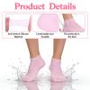 2 Pairs Silicone Moisturizing Foot Socks, Silicone Socks for Dry Cracked Feet Foot Spa Pedicure Sock Anti-Slip Moisturizer Sock Fits Up to Size 9 (Pink, Beige) view 3
