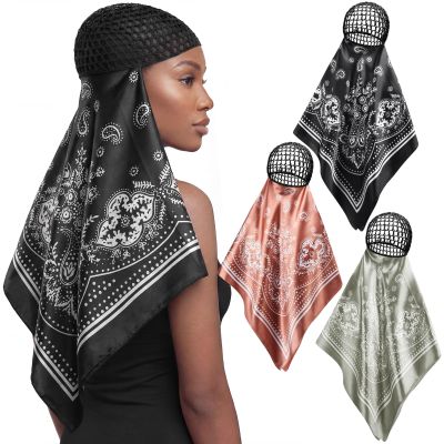 Funnysoft 3 Pcs Hair Wrap Scarf Net, Retro Western, Orange Black Green
