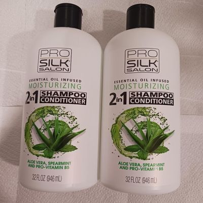 NinthAvenue Basics Pack of 2 Pro Silk 2 In 1 Shampoo & Conditioner/Moisturizing/Aloe Vera, Spearmint and Pro Vitamin B5 / 32 Oz