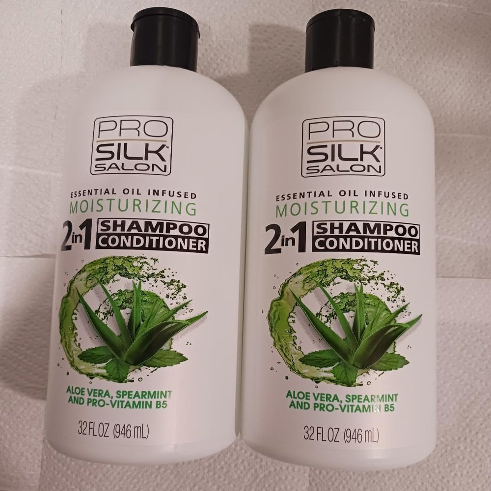 NinthAvenue Basics Pack of 2 Pro Silk 2 In 1 Shampoo & Conditioner/Moisturizing/Aloe Vera, Spearmint and Pro Vitamin B5 / 32 Oz