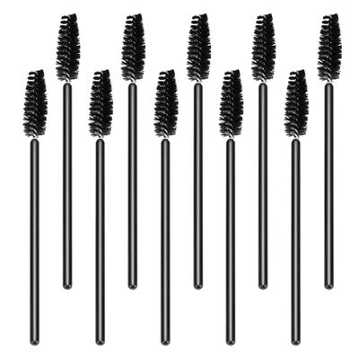 DECORNIJIA Disposable Eyelash Brush Comb, 50pcs Black Mini Angled Eyelash Mascara Wands, Synthetic Fiber Makeup Applicators for Salon and Home Use