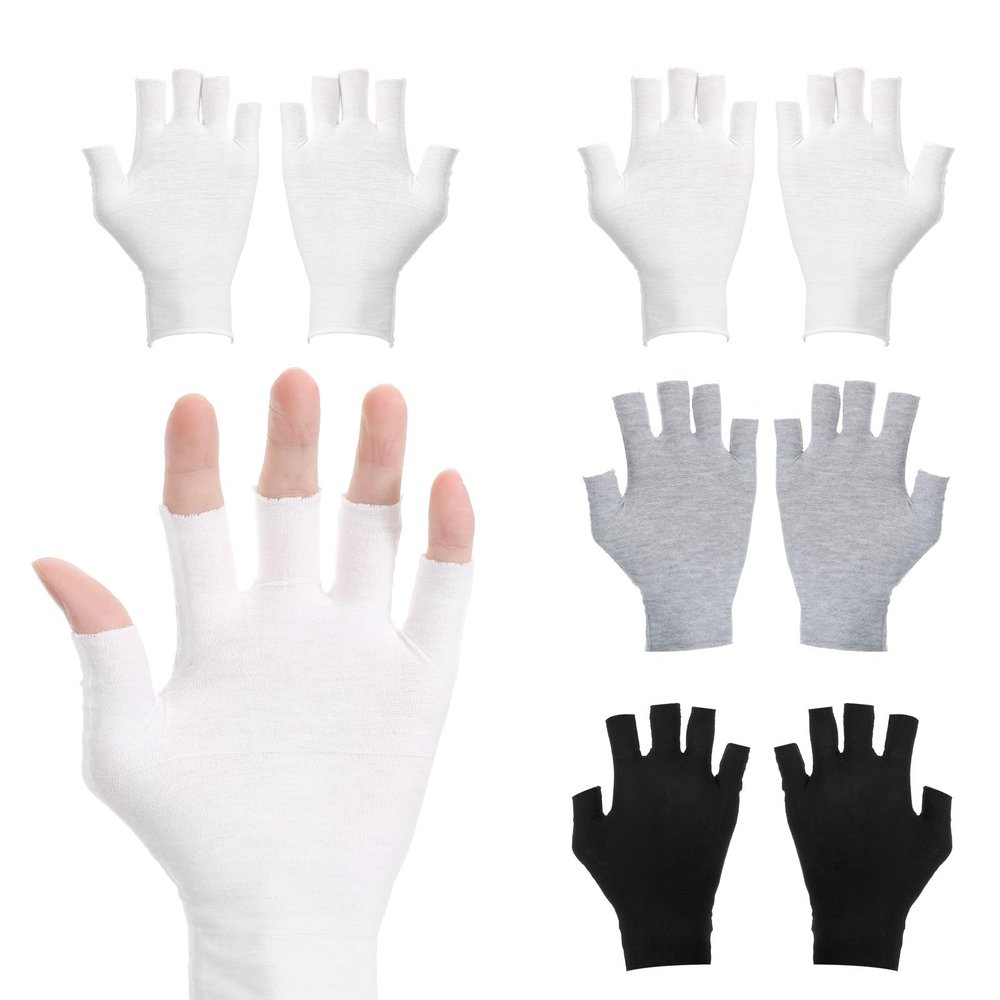 4 Pairs Fingerless Cotton Gloves, Unisex Hand Moisturizer Gloves, Moisturizing Glove Overnight Hydration, Eczema Glove for Dry Hands Sleeping Spa (Black, White, and Gray)