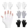 4 Pairs Fingerless Cotton Gloves, Unisex Hand Moisturizer Gloves, Moisturizing Glove Overnight Hydration, Eczema Glove for Dry Hands Sleeping Spa (Black, White, and Gray) view 1