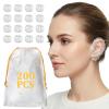 200 Pcs Ear Covers for Shower Disposable Ear Covers for Hair Dye Clear Plastic Ears Shower Caps with Soft Elastic, One Size for Adults, with Drawstring Storage Pouch for Neat, Travel-Ready Carry view 1