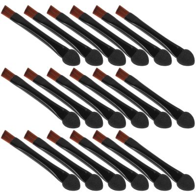Alipis 20pcs Double-ended Angled Eyebrow Brushes and Eyeshadow Sponge Applicator Set for Travel Eye Makeup, Natural Fiber Brow Brush with Dual-sided Sponges for Precise Shaping