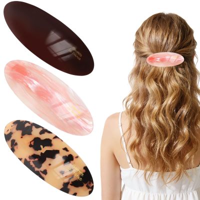 3PCS French Hair Barrettes for Women Large Acetate Hair Barrette French Tortoise Shell Hair Clips Vintage Snap Hair clips Accessories Gifts for Women Girls Thick Hair