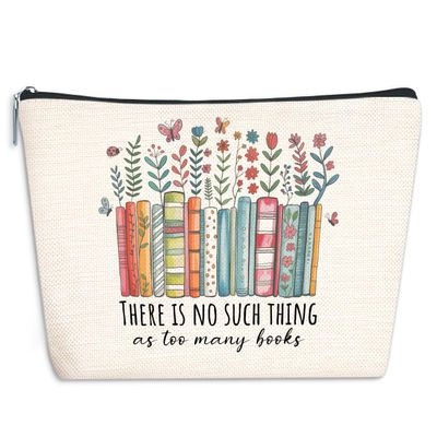Book Lovers Gifts Makeup Bag, Book Accessories, Bookish Gifts Reading Cosmetic Bag, Friendship Gift for Women Girls Reader Daughter Bookworm Librarian Christmas Birthday Toiletry Organizer Bags