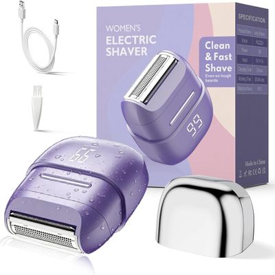 UNIMIKO Electric Razors for Women, Waterproof Wet Dry Mini Electric Shaver for Women - Cordless Rechargeable Foil Shaver for Hair Removal, Legs, Face, Body, Bikini,Sensitive Skin, Teens (Purple)
