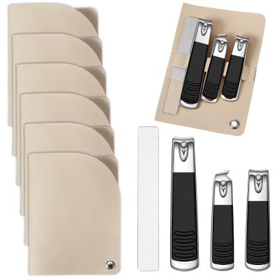6 Sets Nail Clippers Set, Stainless Steel Nail Clippers with PU Leather Case, Ultra Sharp Finger Nails Clipper for Thick Toenails, Manicure Kit for Home and Travel, 4 Piece Set