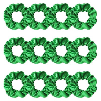 Jaciya 12 Pack Elastics Hair Scrunchies Elastic Hair Bobbles Scrunchies Green Satin Hair Ties