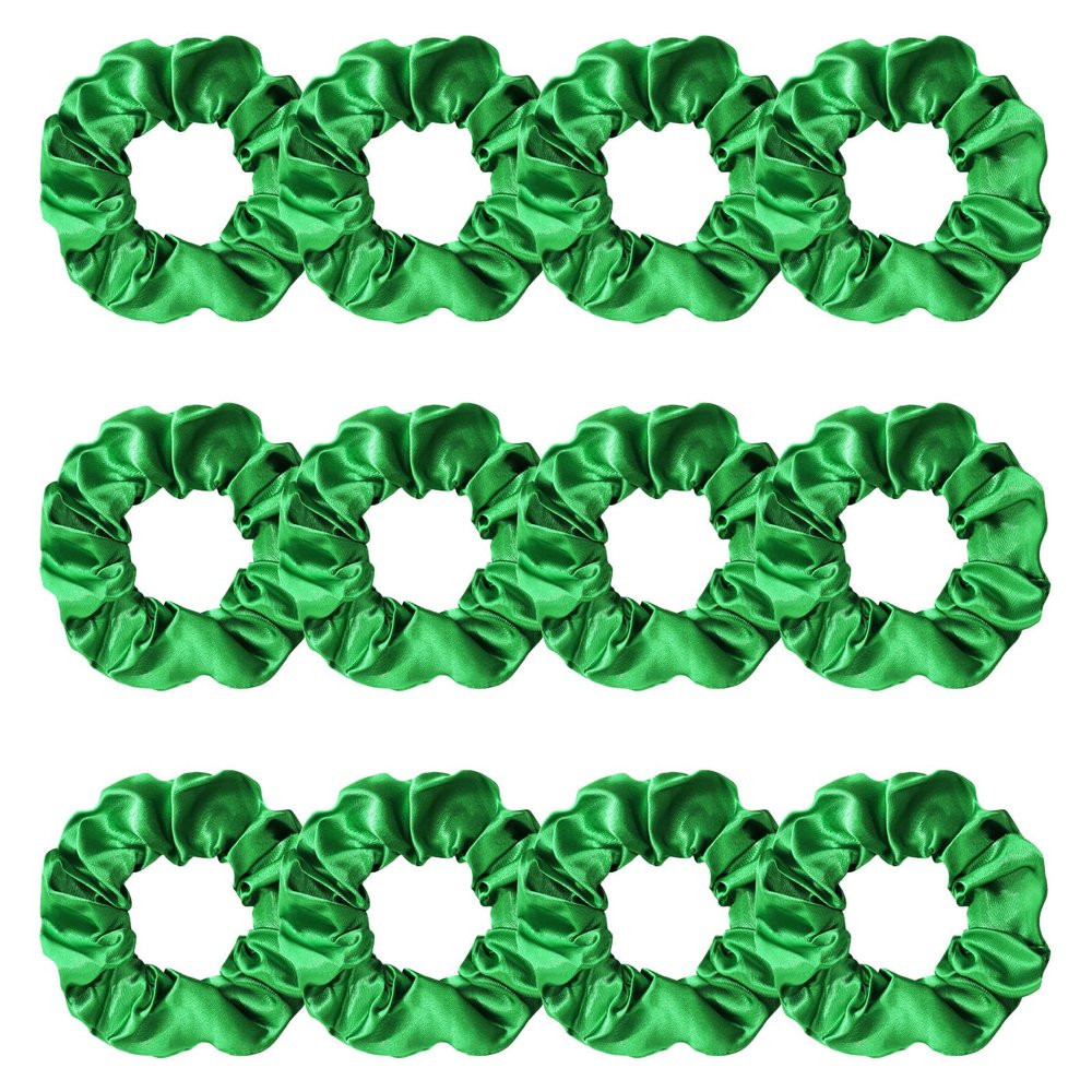 Jaciya 12 Pack Elastics Hair Scrunchies Elastic Hair Bobbles Scrunchies Green Satin Hair Ties