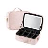 HJXGQJM Travel Makeup Bag with LED Mirror, Travel Makeup Bag with Light Up Mirror and Adjustable Dividers, Waterproof Makeup Train Case, Lighted Makeup Case with Detachable Mirror, Pink view 1