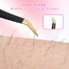 2 Pcs Professional Lash Tweezers, Eyelash Cluster Extension Tools with Bent and Straight Tips for Classic Volume Eyelash Extensions, Non-Slip Grip Precision Tools for Cluster False Lashes (Black) view 4
