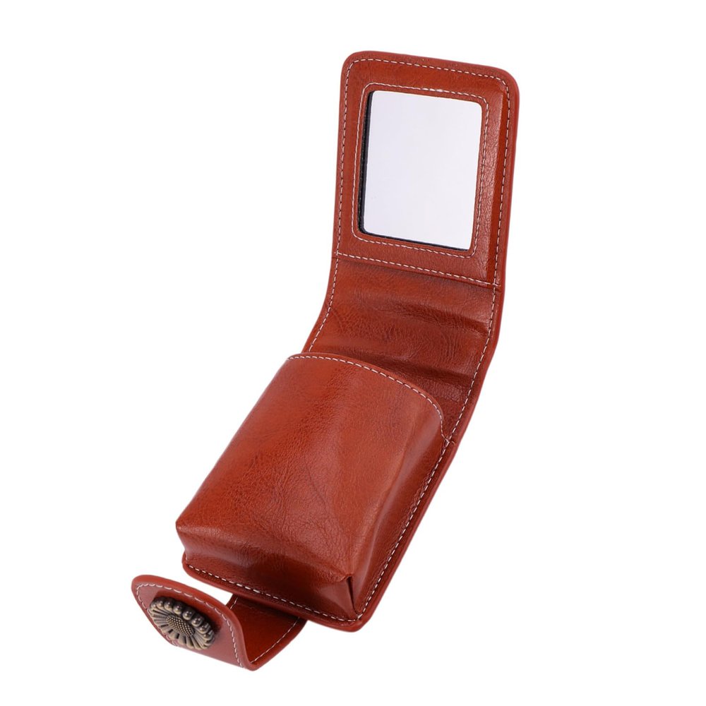 Outanaya Lipsticks Carrying Case with Built-in Mirror, Pu Leather Small Lipsticks Pouch, Wine Red Portable Lip Gloss Holder for Travel and Daily Use