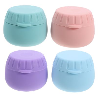 Hohopeti 4pcs Small Silicone Cosmetic Jars with Lids, Refillable Mini Travel Cream Containers for Makeup, Sample Storage, Portable Colorful Organizer Set (blue, Pink, Purple, Green)