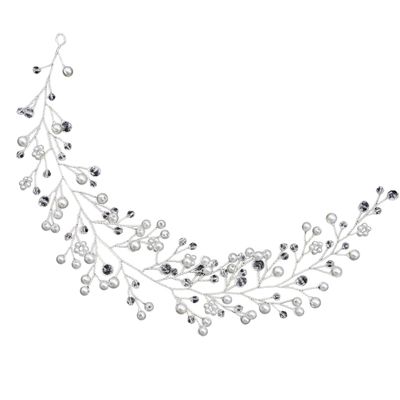 VILLCASE Pearl Bridal Hairband Silver Crystal Headdress for Women Wedding Hair Accessories Elegant Bride Headwear Suitable for Bridesmaids and Photo Props
