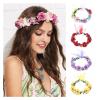 Wedding Floral Crown Women Flower Headband Hair Wreath Floral Headpiece for Wedding Photo Shoot Festivals(Red) view 3
