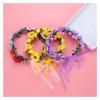 Wedding Floral Crown Women Flower Headband Hair Wreath Floral Headpiece for Wedding Photo Shoot Festivals(Red) view 4