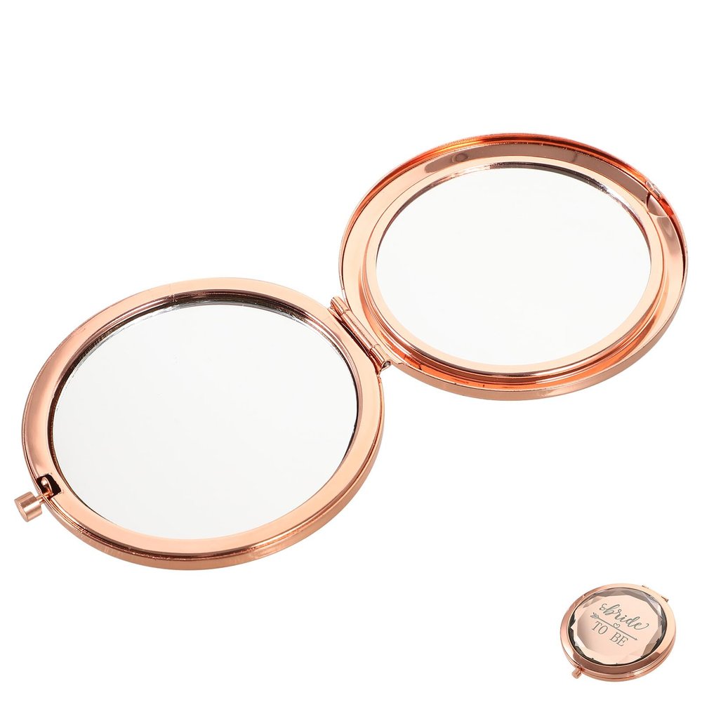 BAZEITFLOW Rose Gold Compact Mirror for Bridesmaids Mini Portable Pocket Mirror Small for Bridal Bachelorette Party