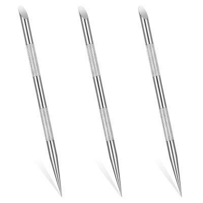 3 Pcs Nail Cleaner Stick Nail Cuticle Pusher Nails Cleaning Cuticle Stick Tool for Remover Dead Skin Polish Peeler CutterFingernails Toenails Manicure Stainless Steel