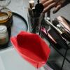 Wakauto Portable Red Pu Leather Lipstick Organizer Bag with Glitter, Mini Travel Makeup Pouch for Cosmetics and Toiletries Storage view 4