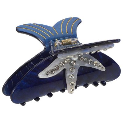HONMEET Large Acrylic Hair Claw Clip with Sea Star Design Rhinestone Decorative Hair Clamp for Women