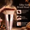 AILNSX Flat Top Foundation Brush for Liquid, Cream and Powder Foundation, Dense Makeup Brush for Buffing, Stippling, Concealer and Contour, Pink Handle Rose Gold Ferrule view 4