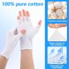 12 Pairs White Fingerless Moisturizer Gloves, Cotton Gloves for Sleeping, Breathable Night Glove for Overnight and Dry Hands Care view 3
