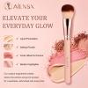 AILNSX Makeup Brush, Large Face Makeup Brush for Foundation, Powder, Blush, Bronzer and Contour, Soft Dense Synthetic Bristles, Rounded Perfecting Brush with Pink Handle and Rose Gold Ferrule view 2