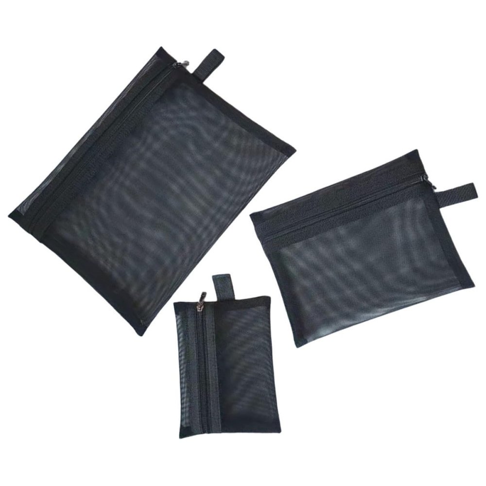 ELAYARD 3pcs Mesh Zipper Pouch Set Portable Makeup Bag Large Capacity Travel Organizer Cosmetic Storage Bags for Women Toiletry and Skincare