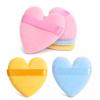 6 Pcs Soft Makeup Spong, Heart Shape Velvet Face Applicator Puff with Ribbon Strap, for Foundation, Pressed Powder and Blush - Pink, Yellow, Blue view 1