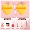 6 Pcs Soft Makeup Spong, Heart Shape Velvet Face Applicator Puff with Ribbon Strap, for Foundation, Pressed Powder and Blush - Pink, Yellow, Blue view 3