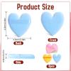 6 Pcs Soft Makeup Spong, Heart Shape Velvet Face Applicator Puff with Ribbon Strap, for Foundation, Pressed Powder and Blush - Pink, Yellow, Blue view 4