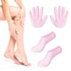 2 Pairs Silicone Gloves Moisturizing Socks Set for Dry Cracked Feet & Hands, Spa Gel Socks Gloves for Women, Intensive Foot Hand Care, Fits Most Sizes (Pink) view 1