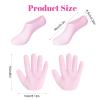 2 Pairs Silicone Gloves Moisturizing Socks Set for Dry Cracked Feet & Hands, Spa Gel Socks Gloves for Women, Intensive Foot Hand Care, Fits Most Sizes (Pink) view 2
