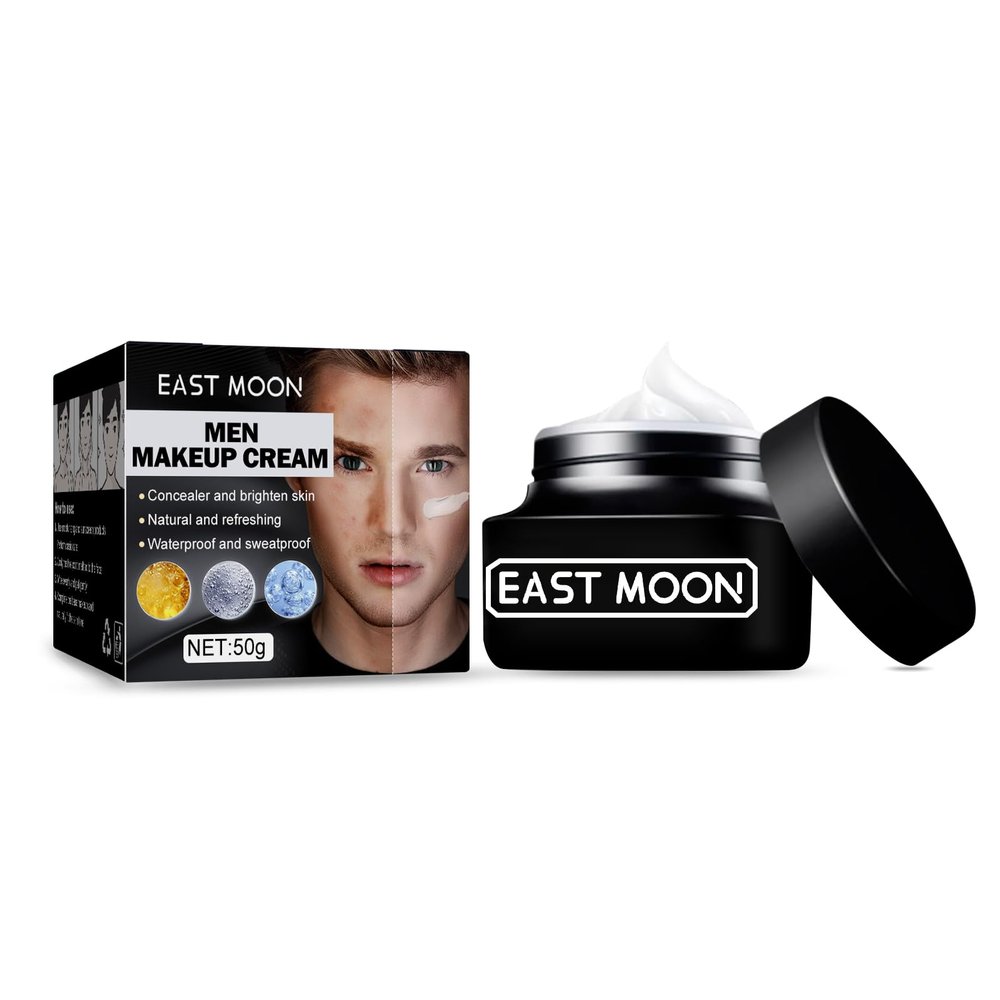 Men Makeup Cream,Lightweight Tinted Moisturizer, Concealer & Even Tone, Water Resistant & Anti-Shine Formula, Natural Matte Finish, Oil-Free Daily Use, 50g