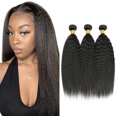 FuivJuix #1B Color Bundles Yaki Straight Bundles Human Hair 18 20 22 Inch Brazilian Virgin Hair 3 Bundle Natural Black Yaki Straight Bundles Human Hair Extensions 50 Gram Per Bundle