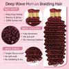 #99J Burgundy Human Braiding Hair for Boho Braids 150g 3 Bundles 30 30 30 Inch Wine Red Deep Wave Bulk Hair No Weft #99J Curly Human Hair Extensions for Braids view 3