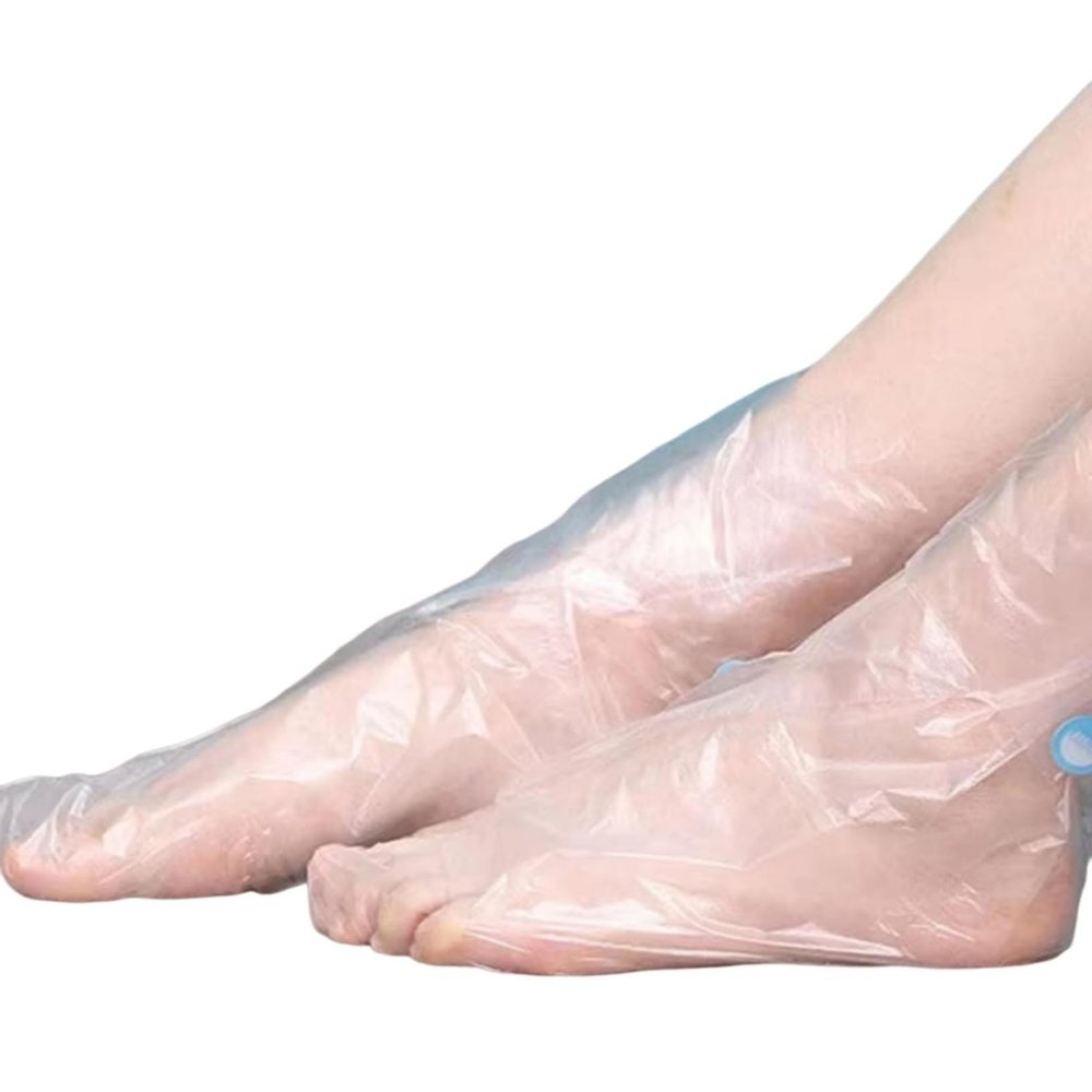 100 Pieces of Plastic Foot Pads,Paraffin Bath Socks Lined with Hot Wax Therapy Boots,Warm Feet Lined with Feet(Transparent (100 Pieces))