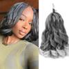 Ombre Grey French Curls Braiding Hair 12 Inch Bouncy French Curly Braiding Hair 7 Packs Loose Wavy Crochet Braids Hair for Women 1B/Grey view 1