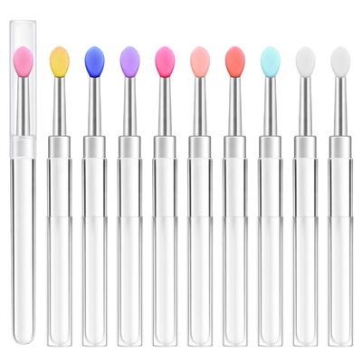 10PCS Lip Mask Applicator with Caps, Lip Applicators Silicone with Transparent Handles and Caps Reusable Applicator for Gloss, Eyeshadow, Cream Masks, Multicolor